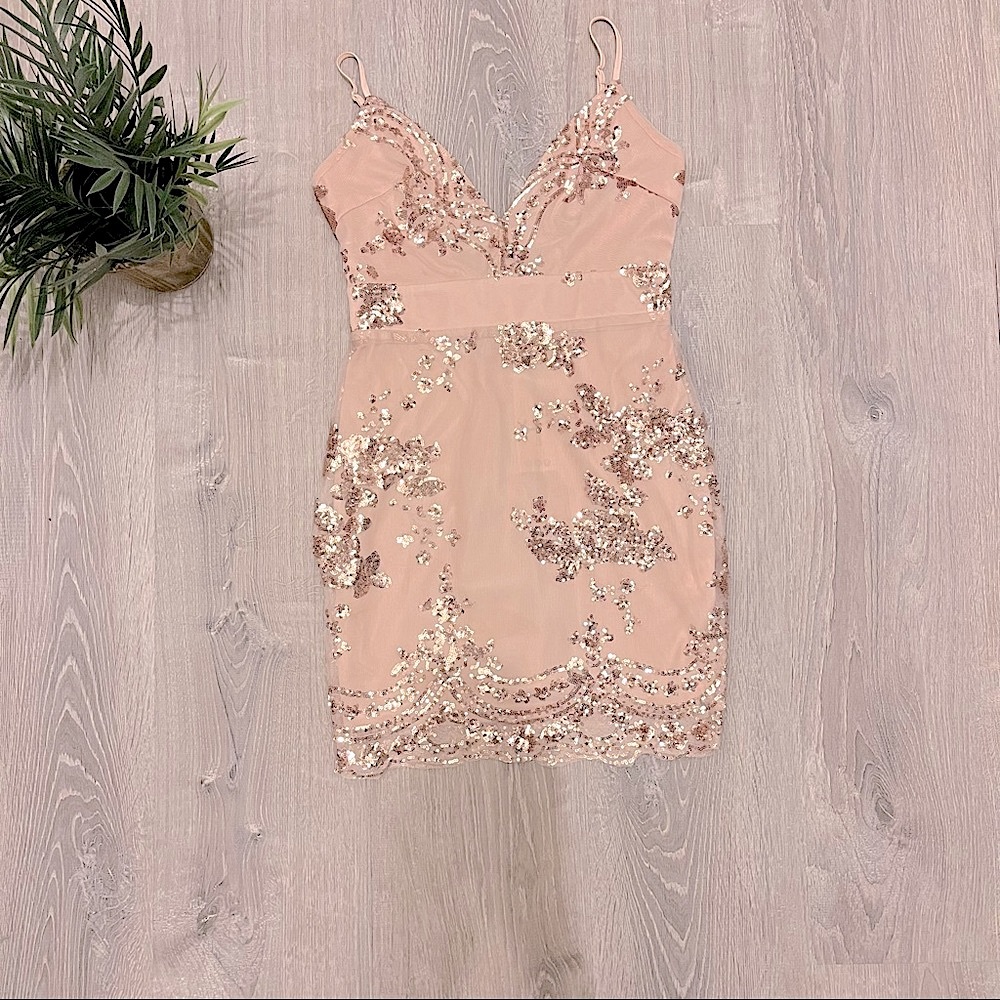 NWT nude & sequin mini dress by boohoo